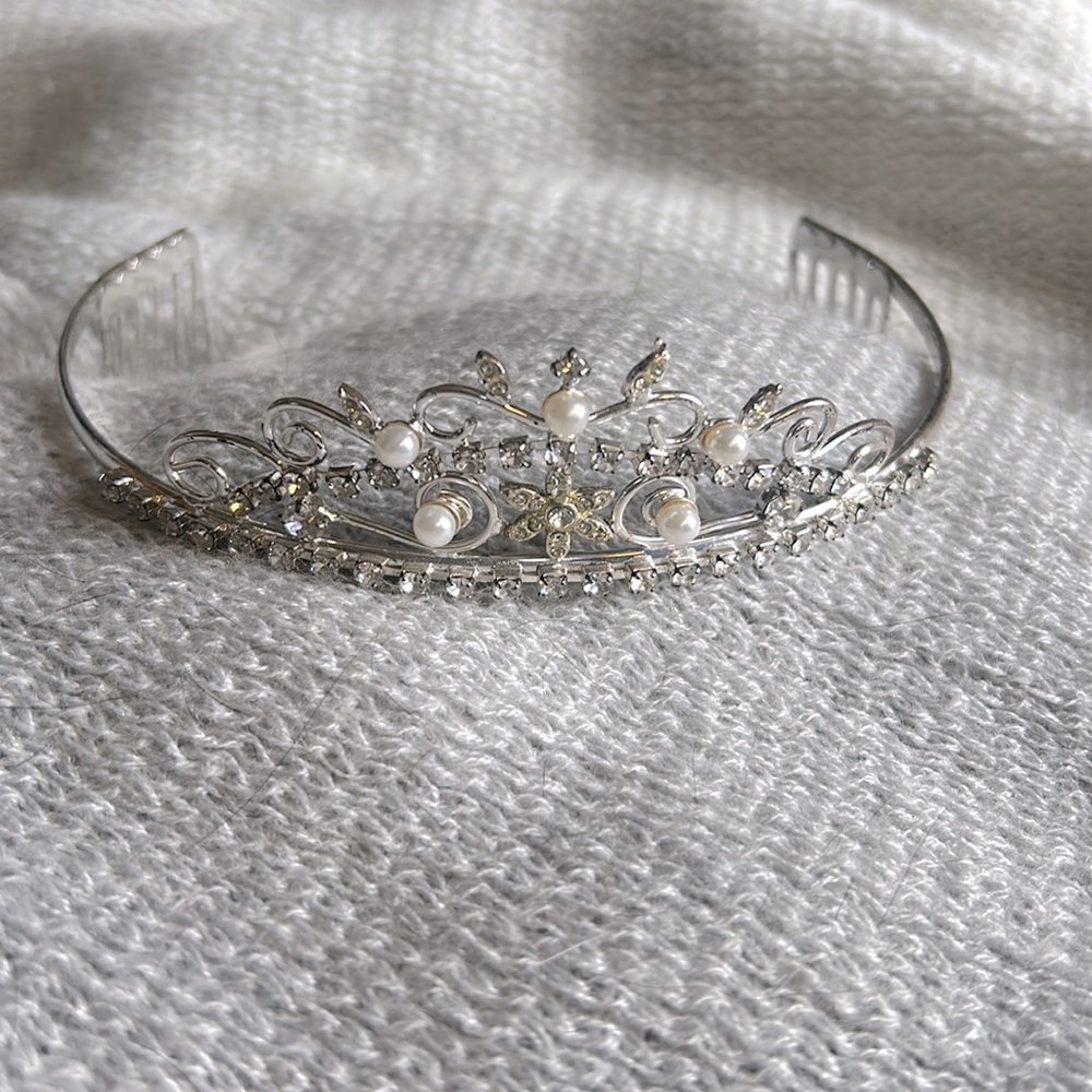 Crystal and Faux Pearl Tiara